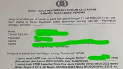 Dokumen STNK Yamaha Aerox Z 6712 JC Dilaporkan Hilang di Manonjaya