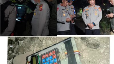 Tim Detasemen Gegana Satbrimob Polda Jawa Barat bersama Polres Tasikmalaya Kota mengamankan dan memeriksa benda mencurigakan yang menyerupai bom rakitan. (Dok, foto. Humas Polres Tasikmalaya Kota)