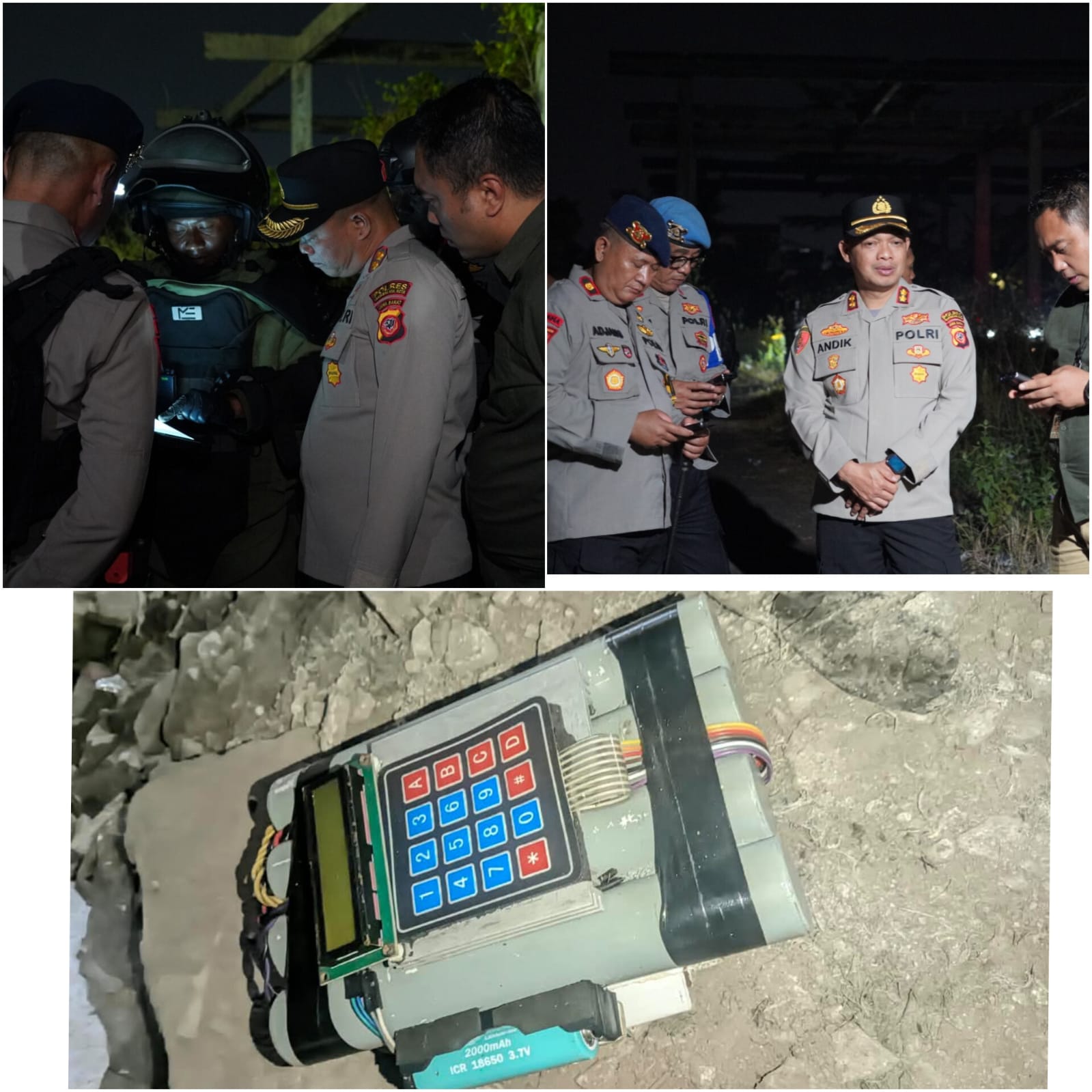 Tim Detasemen Gegana Satbrimob Polda Jawa Barat bersama Polres Tasikmalaya Kota mengamankan dan memeriksa benda mencurigakan yang menyerupai bom rakitan. (Dok, foto. Humas Polres Tasikmalaya Kota)